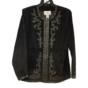 Linea by Louis Dell'Olio Black Studded Suede Jacket